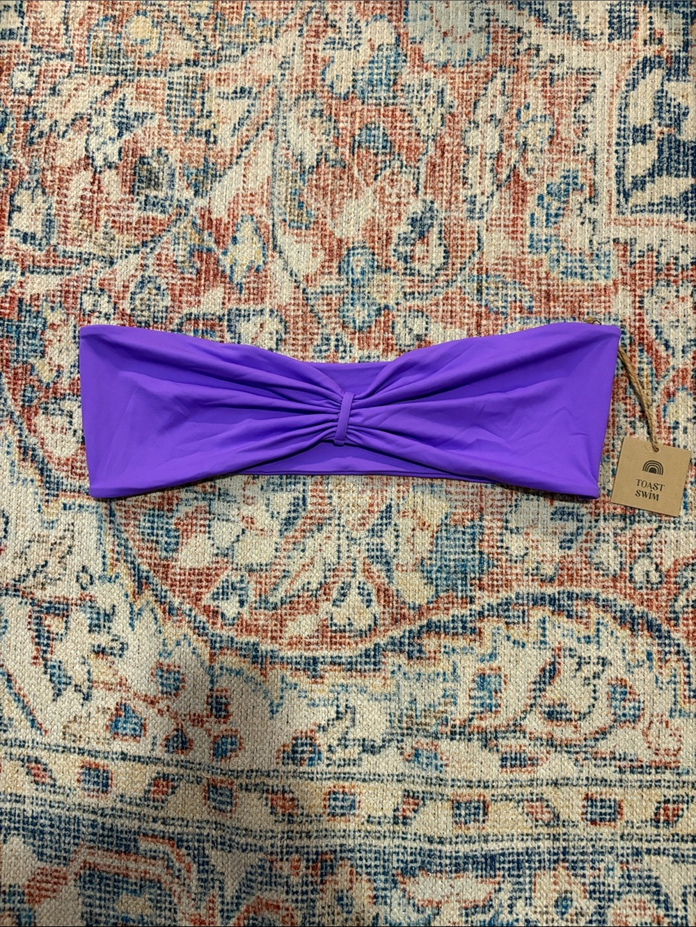 Toast Swim Signature Cinch Bandeau Bikini Top in Purple SZ XL NWT